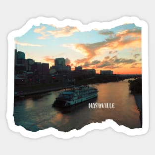 Cool sunset photography of Nashville Tennessee skyline sunset sky USA city break Sticker